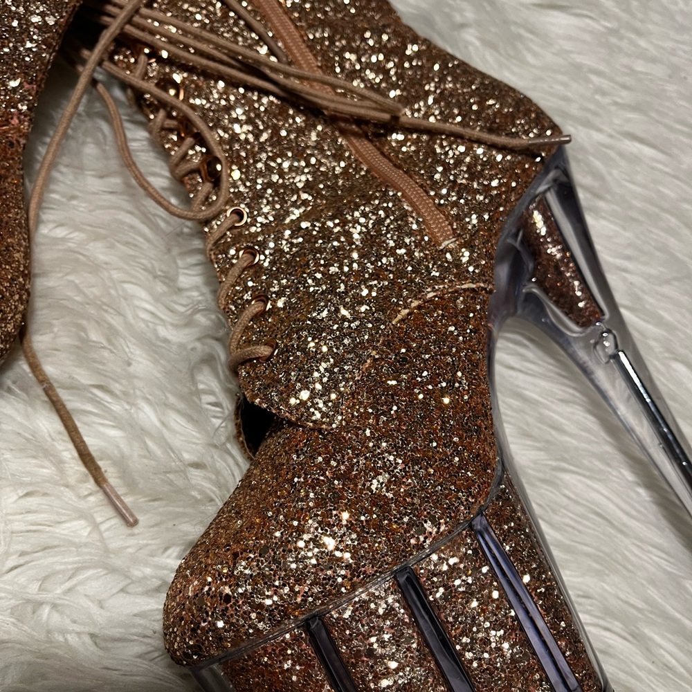 Rose gold glitter platform adore pleasers - Picture 2 of 8